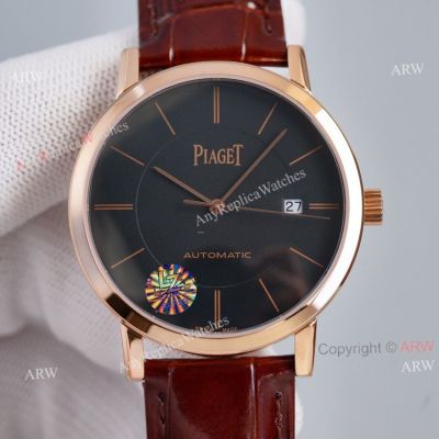 Swiss Grade Piaget Altiplano Black Face Brown Leather Strap Asia Swiss ETA2824 Clone Watch